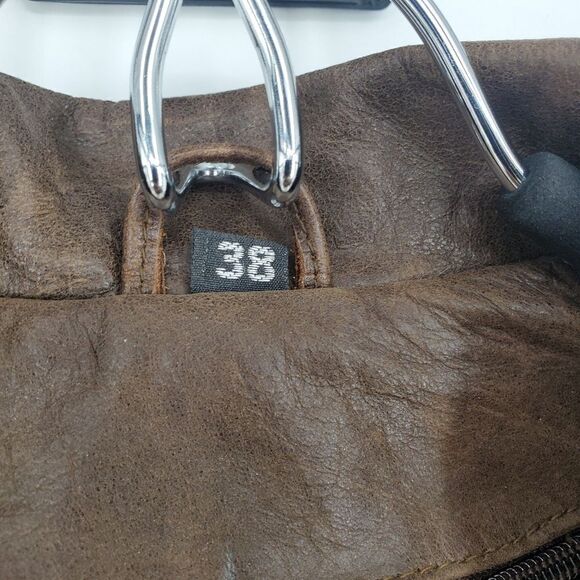 Rocking Leather Motto Style Brown Jacket With Removable Quilted Liner Size 38 - Picture 3 of 13